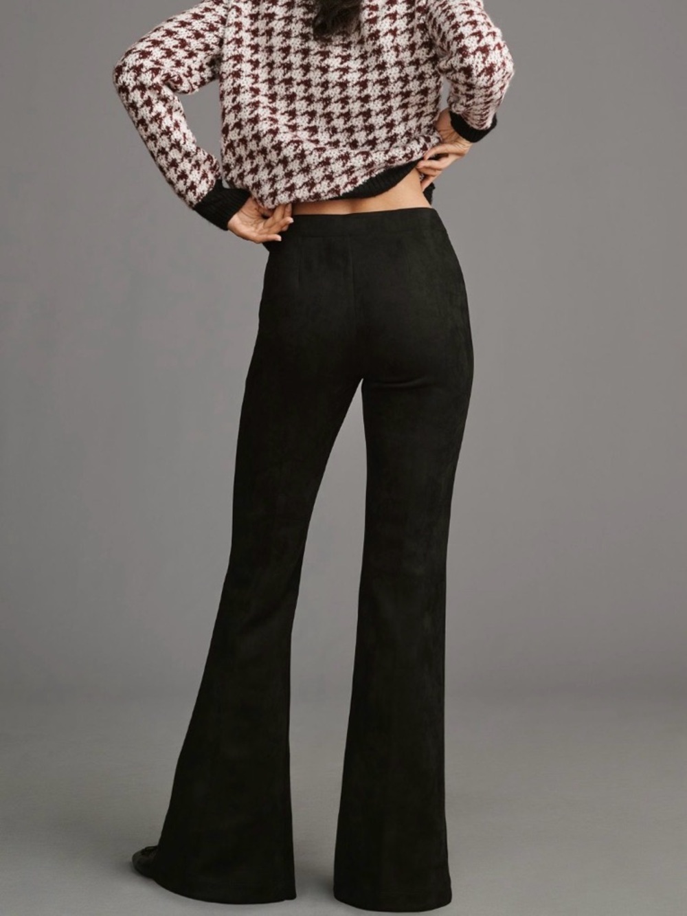 Anthropologie x sanctuary Lana Flare Pants Black suede-like pintucked - Picture 5 of 5